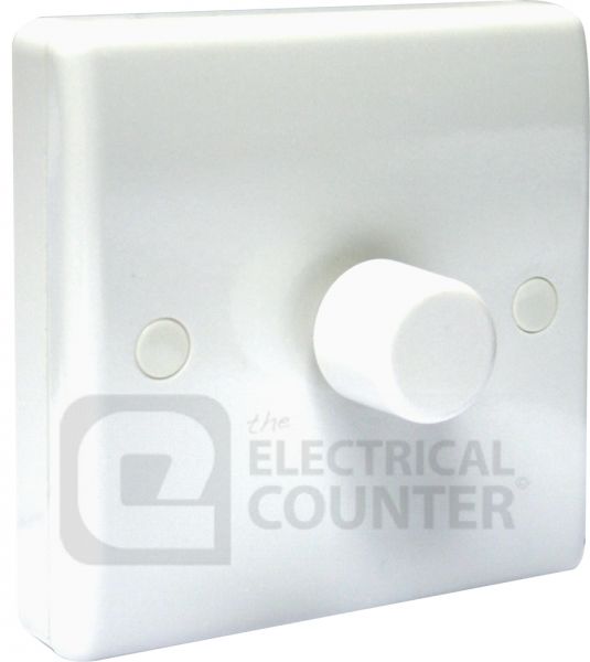 BG Electrical 881 Moulded White Round Edge 1 Gang 200W 2 Way Trailing Edge Dimmer Switch