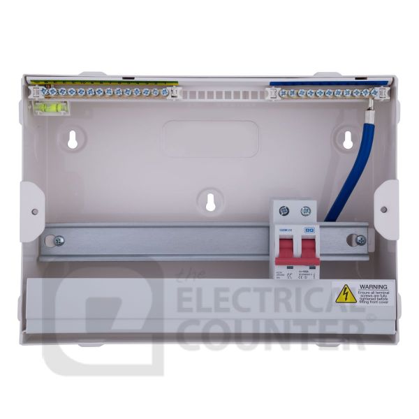 BG Fortress CFUSW10 10 Way IP2XC 1x100A Main Switch Unpopulated Main Switch Incomer Metal Consumer Unit