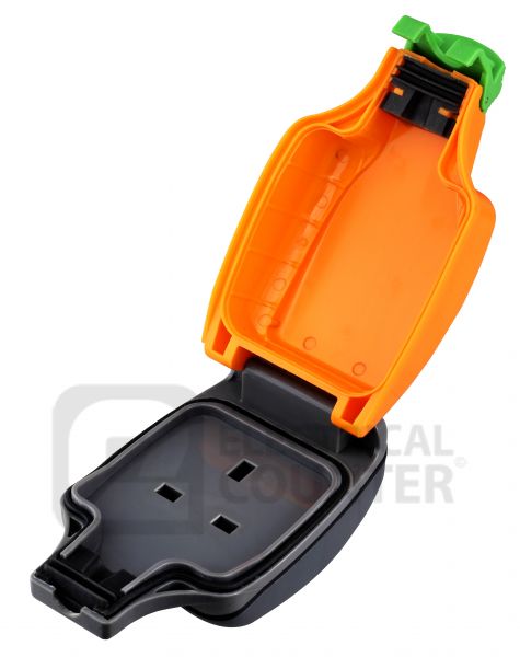 Masterplug IPS Orange Black 1 Socket 13A IP54 Weatherproof Inline Socket