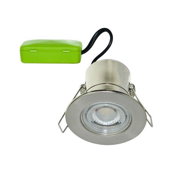 Luceco EFTE45BS30 F-Eco Brushed Steel 5W 450lm 3000K 82mm LED Fire-Rated Fixed Downlight