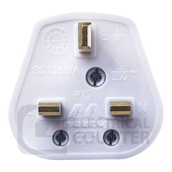 Masterplug PT135W White 13A Plug Fitted with 5A Fuse