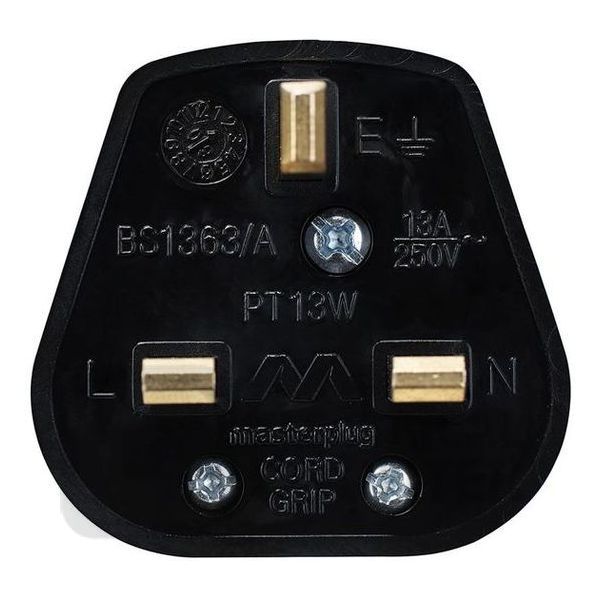 Masterplug PT13B Black 13A Plug Fitted with 13A Fuse