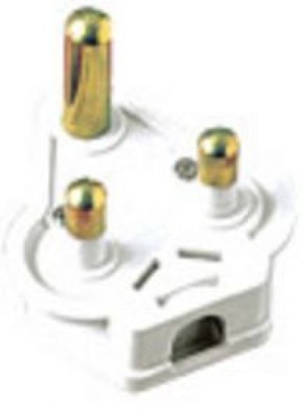 Masterplug PT15W White 15A Round Pin Plug with Sleeved Pins