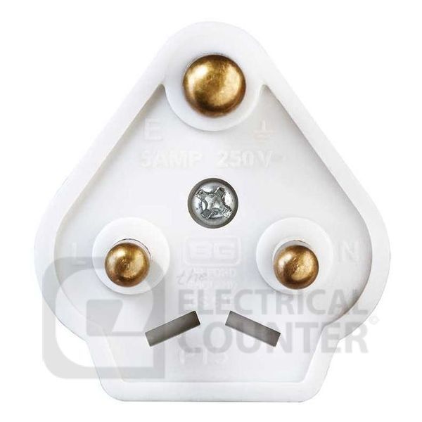 BG Electrical PT5W White 5A Round Sleeved Pin Plug