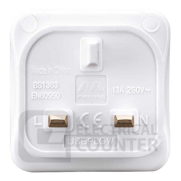 Masterplug USBPLGW White USB-A 2.1A Charger Plug