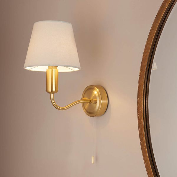 Endon Lighting 93852 Conway Satin Brass IP44 3W G9 Wall Light with Pull Cord Switch