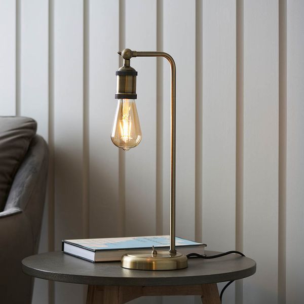 Endon Lighting 97246 Hal Antique Brass 10W E27 165mm Adjustable Table Lamp with Toggle Switch