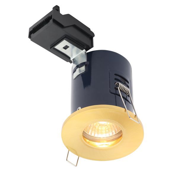 Forum Lighting ELA-27467-SATBRS Satin Brass IP65 LED Ready GU10 Fire Rated Downlight 50W 240V
