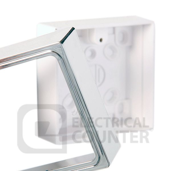 G&H Electrical 709C Polished Chrome 1 Gang 32mm Surface Double Socket Plastic Back Box Pattress