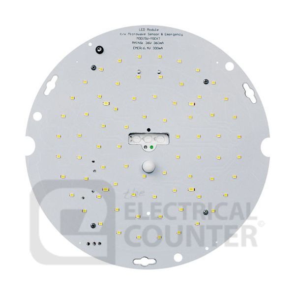 Black Circular 15W IP65 LED Emergency & M/V Sensor Bulkhead Fitting