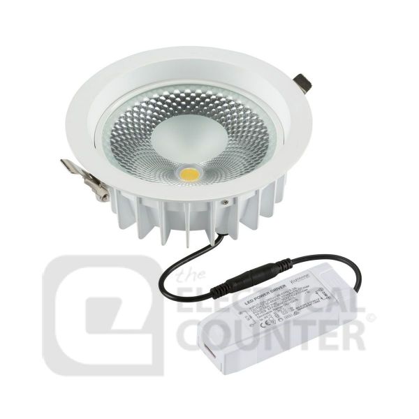 Knightsbridge CRDL20 White IP20 20W 2430lm 4000K 195mm Dimmable COB LED Recessed Commercial Downlight