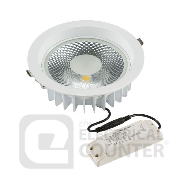 Knightsbridge CRDL30 White IP20 30W 3480lm 4000K 220mm Dimmable COB LED Recessed Commercial Downlight