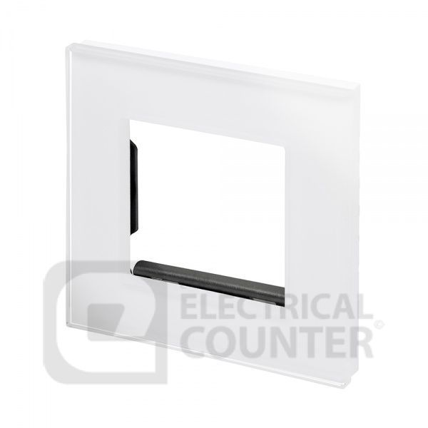 White 2 Gang 50x50mm Module Plate with Glass Surround