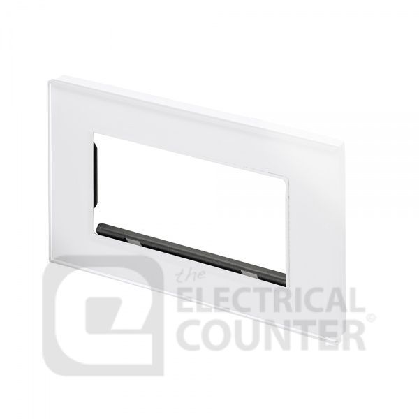 White 4 Gang 100x50mm Module Plate with Glass Surround