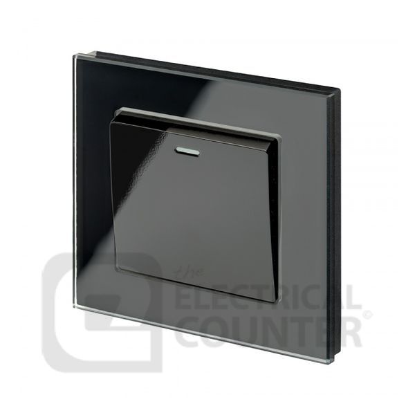 Black 1 Gang Intermediate Mechanical Switch with Glass Surround