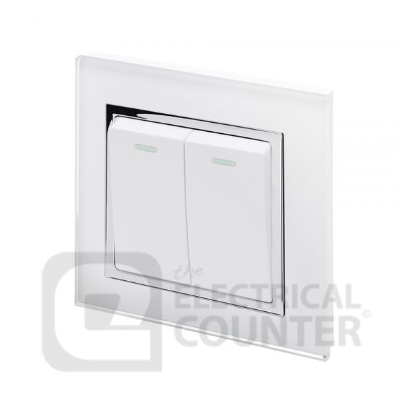 White 2 Gang 2 Way Mechanical Switch with Chrome Trim