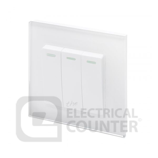 White 3 Gang 2 Way Mechanical Switch with Glass Surround