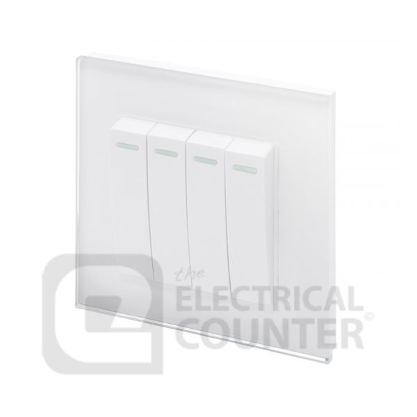 White 4 Gang 2 Way Mechanical Switch with Glass Surround