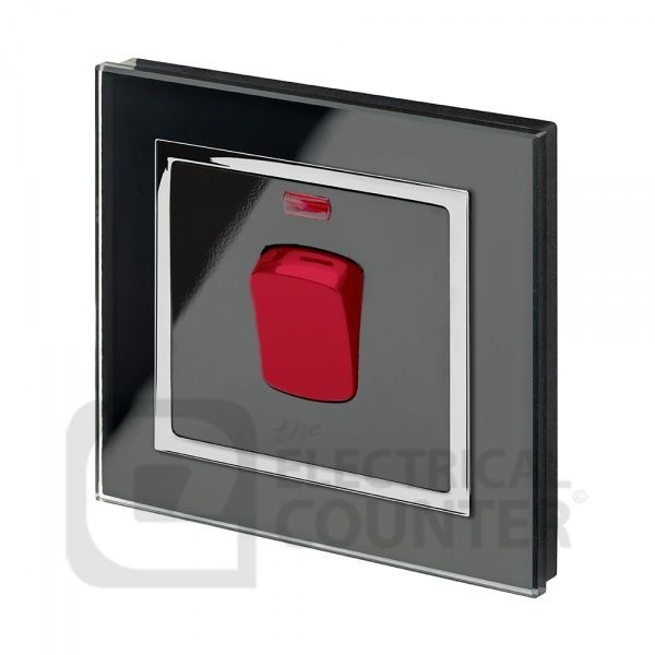 Black 45A Cooker Switch with Chrome Trim and Glass Surround