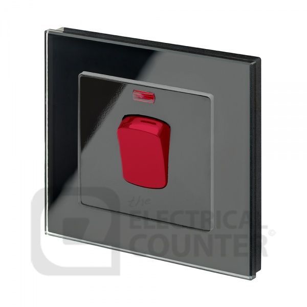Black 45A Cooker Switch with Glass Surround