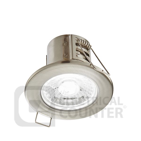 Saxby 73788 ShieldECO Satin Nickel IP65 5W 500lm 4000K 57mm Dimmable Fire Rated Downlight