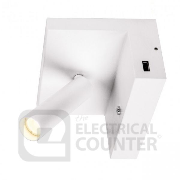 White Karpo Bedside LED Indoor Surface-Mounted Wall Light 3000K