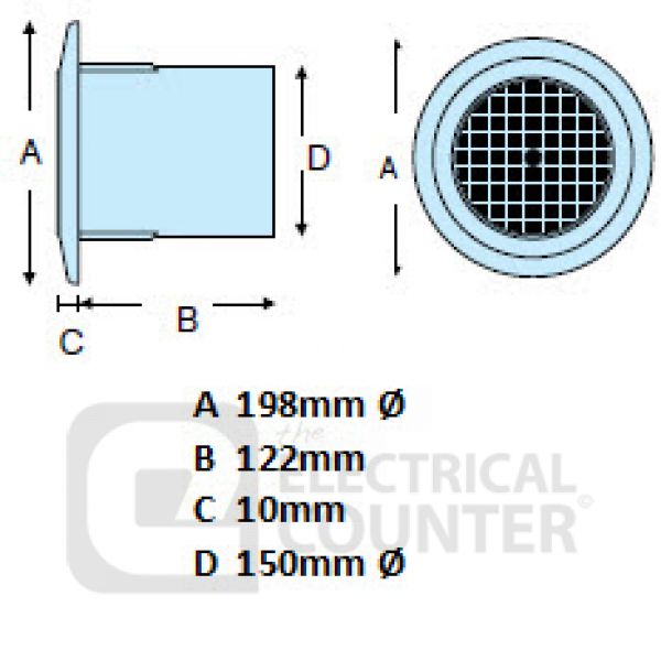 Manrose LP150CLVC 150mm Circular Low Profile Fan STD Low Voltage - Chrome
