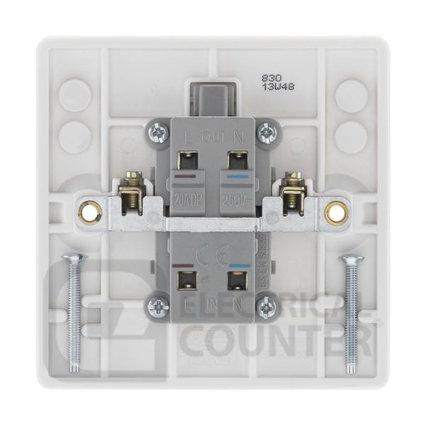 BG Electrical 830 Moulded White Round Edge 1 Gang 20A 2 Pole Switch