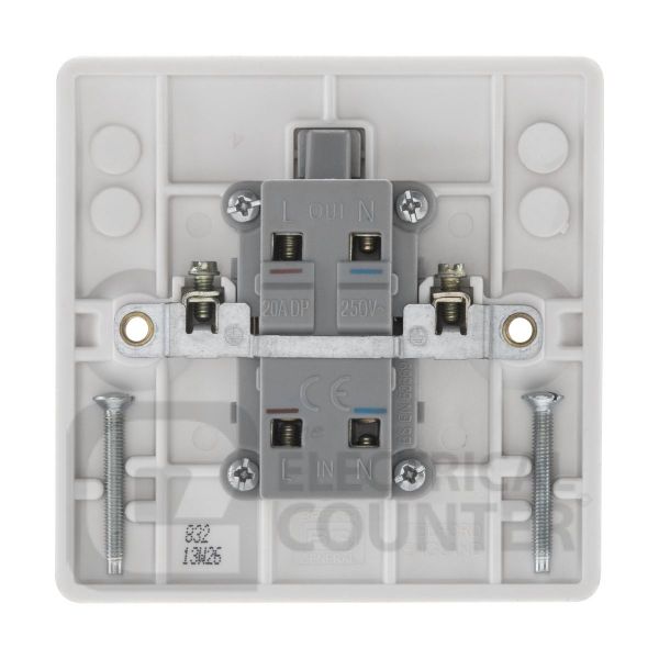 BG Electrical 832 Moulded White Round Edge 1 Gang 20A 2 Pole Flex Outlet Switch