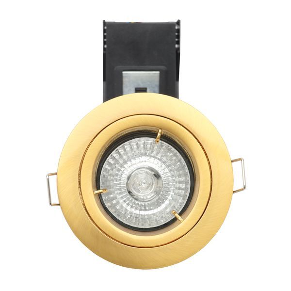 Forum ELA-27465-SATBRS Yate Satin Brass 80mm LED GU10 Fire-Rated Fixed Downlight