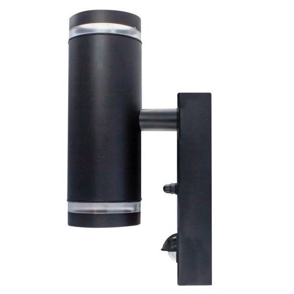 Integral ILDED048 Black IP65 IK08 5W GU10 Outdoor Up and Down Stainless Steel PIR Wall Light