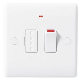 BG Electrical 853 Moulded White Round Edge 13A 2 Pole Flex Outlet Neon Switched Fused Spur Unit