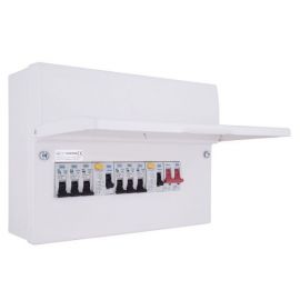 BG Fortress CFUDP16606A 6 Way 2x63A 30mA Type A RCD 2x6A 6x B-Curve MCB 100A Main Switch Metal Populated Consumer Unit image
