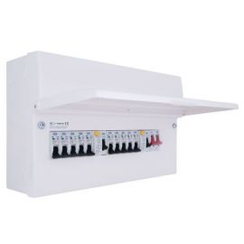 BG Fortress CFUDP16610A 10 Way 2x63A 30mA Type A RCD 10x B-Curve MCB 100A Main Switch Metal Populated Consumer Unit image