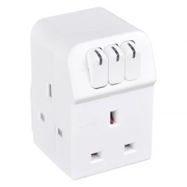 Masterplug MSWG3 3 Way 13A Individually Switched Adaptor with Neons