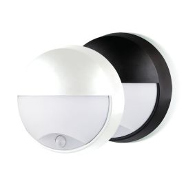 Luceco EBEE10P40 Eco Black or White IP54 10W 400lm 4000K 215mm Round Eyelid LED PIR Sensor Residential Bulkhead image