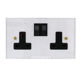 Forbes & Lomax DS13M/PSX/AB/B Invisible Plate 2 Gang 13A Switched Socket - Antique Bronze Switch + Black Insert image