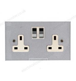 Forbes & Lomax DS13M/PSX/N Invisible Plate 2 Gang 13A Switched Socket - Nickel Silver Switch + White Insert image