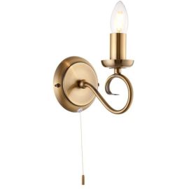 Endon Lighting 180-1AN Trafford Antique Brass IP20 60W E14 Single Wall Light with Pull Cord Switch image