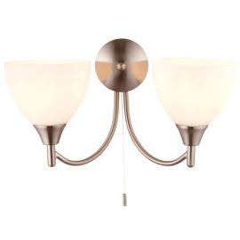 Endon Lighting 1805-2SC Alton Satin Nickel IP20 2x60W E14 Twin Wall Light with Pull Cord Switch image