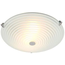 Endon Lighting 633-32 Roundel 2x40W Frosted & Clear Patterned Glass Flush Ceiling Light image