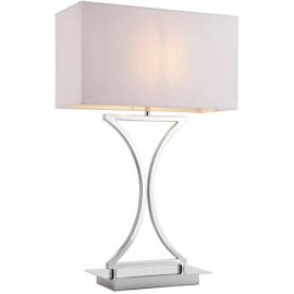 Endon Lighting 96930-TLCH Epalle Chrome IP20 60W E14 White Cotton Mix Square Shade Table Lamp image