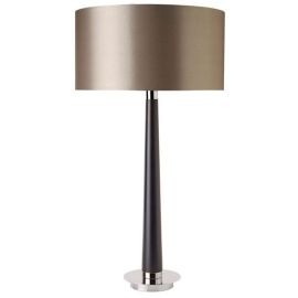 Endon Lighting CORVINA Corvina Walnut Effect Wood IP20 60W B22 Mink Faux Silk Shade Table Lamp image