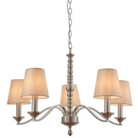 Endon Lighting ASTAIRE-5SN Astaire Satin Nickel IP20 5x40W E14 Natural Cotton Mix Shades Pendant Light