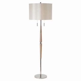 Endon Lighting ALTESSE-FLNI Altesse Natural Wood Oatmeal Faux Silk Shade 60W E27 Floor Lamp image
