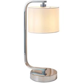 Endon Lighting CANNING-TLCH Canning Chrome IP20 40W E14 White Faux Silk Shade Touch Table Lamp