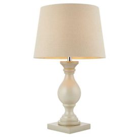 Endon Lighting MARSHAM-TLTA Marsham Taupe Wood IP20 40W E14 Ivory Faux Linen Shade Table Lamp image