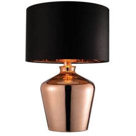Endon Lighting 61149 Waldorf Copper IP20 60W E27 Black Faux Silk Shade Table Lamp image