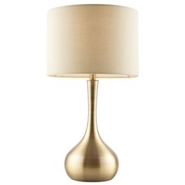 Endon Lighting 61191 Piccadilly Soft Brass IP20 40W E14 Taupe Cotton Mix Shade Touch Table Lamp image