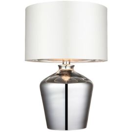 Endon Lighting 61198 Waldorf Chrome IP20 60W E27 Ivory Faux Silk Shade Table Lamp image